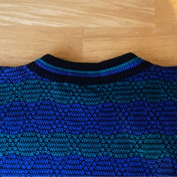 Grandpa Cosby Sweater Mens XL Relaxed Knit 90s Pullover Navy Green Cabincore - Picture 9 of 16